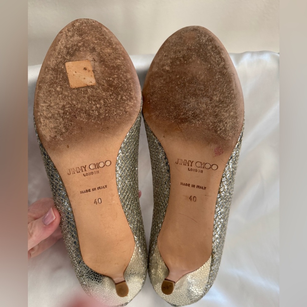 Jimmy Choo Glittering Silver & Gold Heels - Picture 7 of 7
